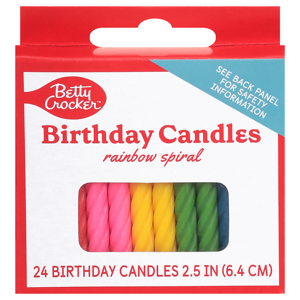 Betty Crocker Rainbow Spiral Birthday Candles, 16 birthday candles
