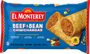 El Monterey Beef & Bean Chimichangas, 8 Count (Frozen), 8 chimichangas [30.4 oz (1.9 lb)]