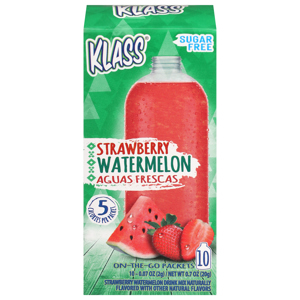 Klass Sugar Free On-The-Go Packets Strawberry Watermelon Drink Mix, 10 - 0.07 oz (2 g) packets [0.7 oz (20 g)]