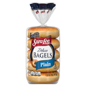 Sara Lee Bagels, Pre-Sliced, Plain, Deluxe, 5 bagels [1 lb 0.7 oz (473 g)]