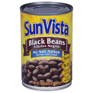 SunVista No Salt Added Black Beans, 15 oz (425 g)