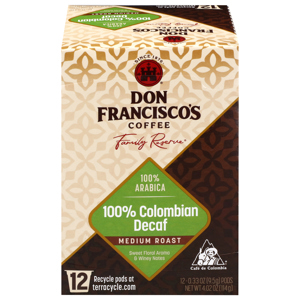 Don Francisco's Pods Medium Roast 100% Colombian Decaf Coffee, 12 - 0.33 oz (9.5 g) pods [4.02 oz (114 g)]