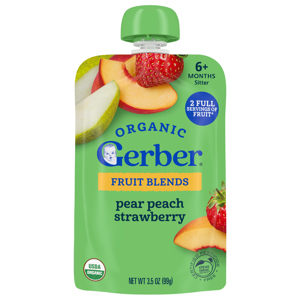 Gerber Sitter 2nd Foods Pear Peach Strawberry Stage 2 Puree, 3.5 oz (99 g)