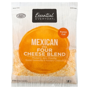 Essential Everyday Four Cheese Blend, Mexican Style, Fancy Cut, 32 oz (2 lb) 907 g
