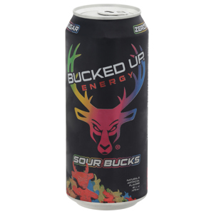 Bucked Up Energy Drink, Zero Sugar, Sour Gummy Candy Flavor, Sour Bucks, 16 fl oz (473 ml)