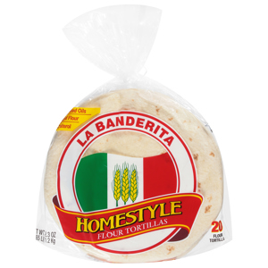 La Banderita Flour Tortillas, Homestyle, 20 tortillas [42.3 oz (2.65 lb) 1.2 kg]
