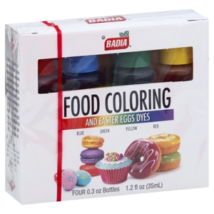 Badia Food Coloring, and Easter Eggs Dyes, 4 - 0.3 oz bottle [1.2 fl oz (35 ml)]