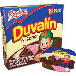 Ricolino Duvalin Hazelnut, Strawberry and Vanilla Candy, 18 - 0.52 oz (15 g) pieces [9.36 oz (270 g)]