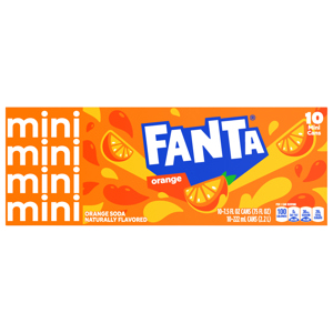 Fanta Soda, Orange, Mini, 10 - 7.5 fl oz (222 ml) cans [75 fl oz (2.2 l)]