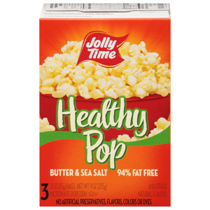 Jolly Time Microwave Popcorn, Butter & Sea Salt, Healthy Pop, 3 - 3 oz (85g) bags [9 oz (255 g)]