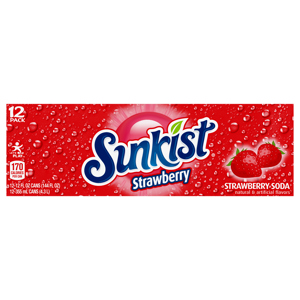Sunkist Soda, Strawberry, 12 Pack, 12 - 12 fl oz (355 ml) cans [144 fl oz (4.3 l)]