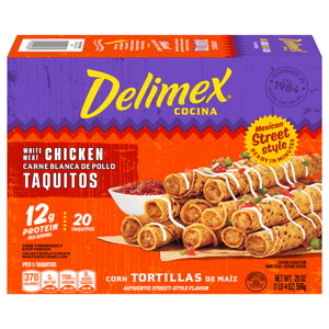 Delimex Mexican Street Style White Meat Chicken Taquitos, 20 taquitos [20 oz (1 lb 4 oz) 566 g]