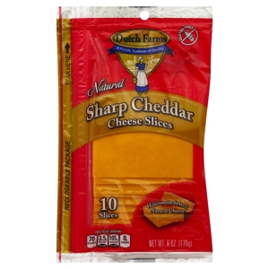 Dutch Farms Cheese Slices, Natural Sharp Cheddar, 10 slices [6 oz (170 g)]