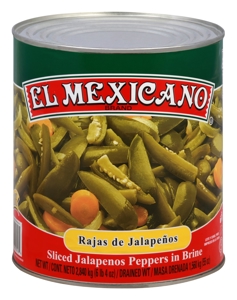 El Mexicano Peppers Jalapenos, in Brine, Slice, 2,840 kg (6 lb 4 oz)