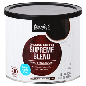 Essential Everyday Coffee, Ground, Dark, Bold & Full Bodied, Supreme Blend, 24.2 oz (1 lb 8.2 oz) 686 g