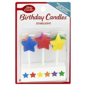 Betty Crocker Birthday Candle, Starlight, 6 candles