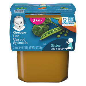 Gerber Pea Carrot Spinach Baby Food, 2 - 4 oz (113 g) packs [8 oz (226 g)]