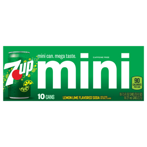 7-UP Soda, Lemon Lime Flavored, Mini, 10 - 7.5 fl oz (221 ml) cans [75 fl oz (2.2 l)]