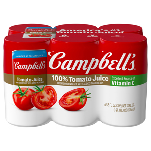 Campbell's Tomato Juice, 6 - 5.5 fl oz cans [33 fl oz (1 qt 1 fl oz) 978 ml]
