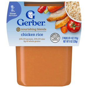 Gerber Chicken Rice, Nourishing Blends, Sitter 2nd Foods, 2 - 4 oz (113 g) packs [8 oz (226 g)]