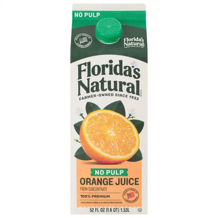 Florida's Natural No Pulp Premium Orange Juice, 52 Fl Oz (1.6 Qt