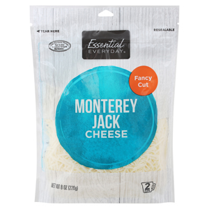 Essential Everyday Cheese, Monterey Jack, Fancy Cut, 8 oz (226 g)