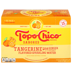 Topo Chico Sparkling Water, Tangerine with Ginger Extract, 8 Pack, 8 - 12 fl oz (355 ml) cans [96 fl oz (2.84 l)]