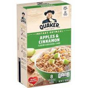 Quaker Apples & Cinnamon Instant Oatmeal, 8 - 1.51 oz (43 g) packets [12.1 oz (344 g)]