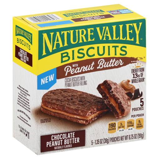 All | Bakery – #16 Thibodaux – Nature Valley Biscuits, Chocolate Peanut  Butter, 5 - 1.35 Oz (38 G) Pouches [6.75 Oz (191 G)]