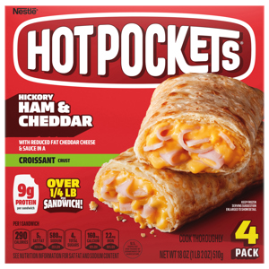 Hot Pockets Croissant Crust Hickory Ham & Cheddar Sandwiches, 4 pack [18 oz (1 lb 2 oz) 510 g]