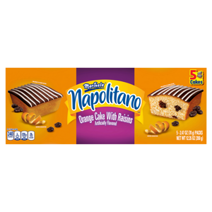Marinela Napolitano Orange Cake with Raisins, 2.47 oz, 5 count