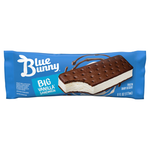 Blue Bunny Frozen Dairy Dessert, Vanilla, Sandwich, Big, 6 fl oz (177 ml)