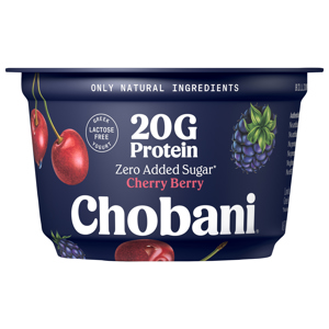 Chobani Cherry Berry Greek Zero Added Sugar Lowfat Yogurt, 6.7 oz (190 g)