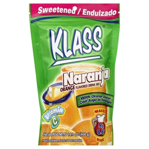Klass Drink Mix, Sweetened, Orange Flavored, 14.1 oz (400 g)