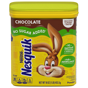 Nesquik Drink Mix, No Sugar Added, Chocolate Flavor, Powder, 16 oz (1 lb) 453.5 g