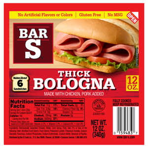 Bar S Thick Bologna, 12 oz (340 g)