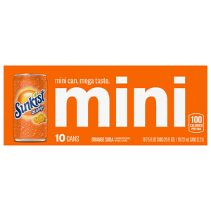 Sunkist Soda, Orange, Mini, 10 - 7.5 fl oz (221 ml) cans [75 fl oz (2.2 l)]