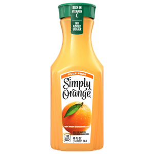 Simply Juice, Orange, Pulp Free, 46 fl oz (1.4 qt) 1.36 l