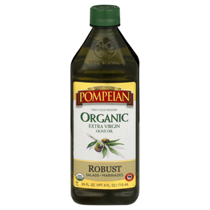 Pompeian Olive Oil, Organic, Extra Virgin, Robust, 24 fl oz (1 pt 8 fl oz) 710 ml