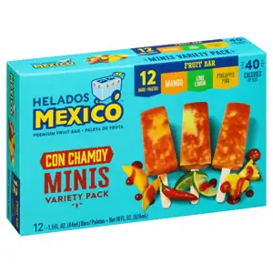 Helados Mexico Fruit Bars, Premium, Minis, Mango/Lime/Pineapple, Variety Pack, 12 - 1.5 fl oz (44 ml) bars [18 fl oz (528 ml)]