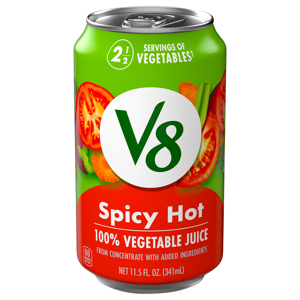 V8 100% VEGETABLE JUICE, SPICY HOT, 11.15 FL OZ (341 ML)