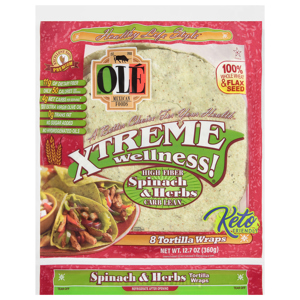 Ole Tortilla Wraps, High Fiber, Spinach & Herbs, Carb Lean, 8 tortilla wraps [12.7 oz (360 g)]