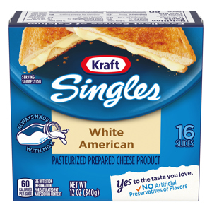 Kraft Singles White American Cheese Slices, 16 slices [12 oz (340 g)]