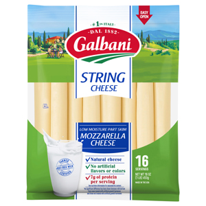 Galbani Low Moisture Part Skim Mozzarella String Cheese, 16 oz (1 lb) 453 g