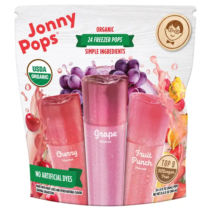 Jonnypops Organic Cherry/grape/fruit Punch Freezer Pops, 24 - 1.4