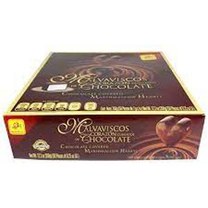 De La Rosa Malvaviscos Corazon Cubiertos de Chocolate, Marshmallow Chocolate Hearts, 50 ct