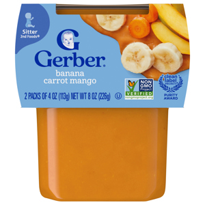 Gerber Sitter 2nd Foods Banana Carrot Mango, 2 - 4 oz (113 g) packs [8 oz (226 g)]