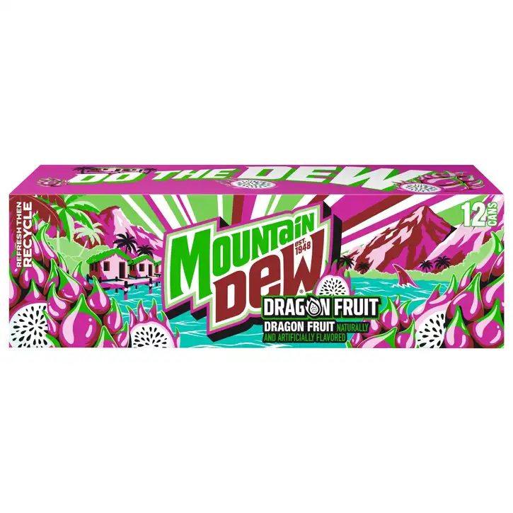 Mountain Dew Dragon Fruit Soda, 12 - 12 Fl Oz (355 Ml) Cans [144