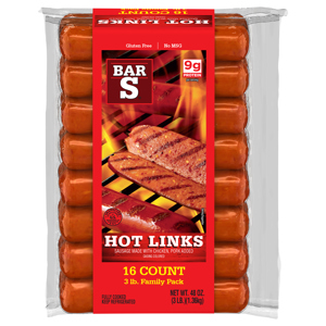 Bar S Hot Links, 16 sausages [48 oz (3 lb)]