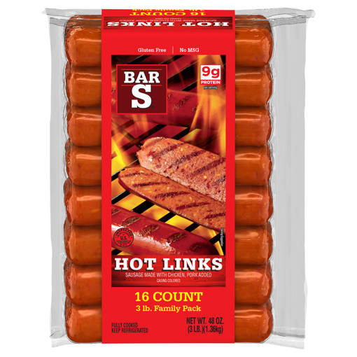 Bar S Hot Links Family Pack, 16 Count [48 Oz (3 Lb) 1.36 Kg